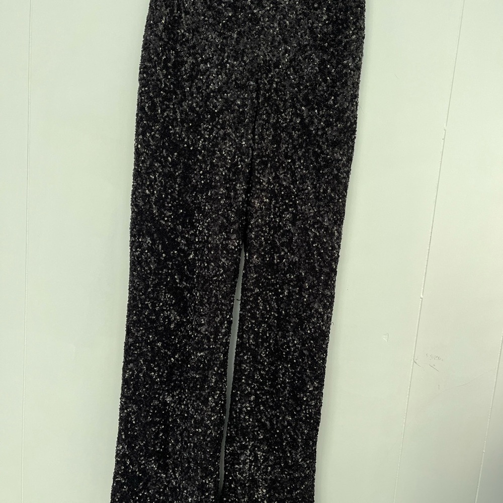 NEW Express Black Sequin Women's High Rise Trouser Pants Size XS - Picture 8 of 12